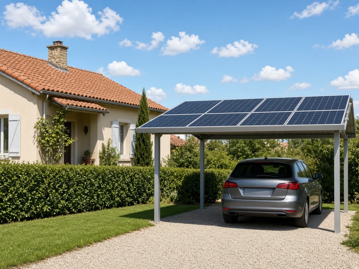 Illustration : carport solaire devant une maison