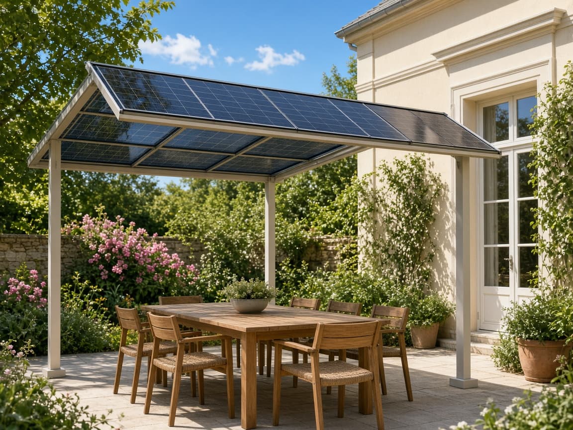 Illustration : pergola solaire sur une terrasse